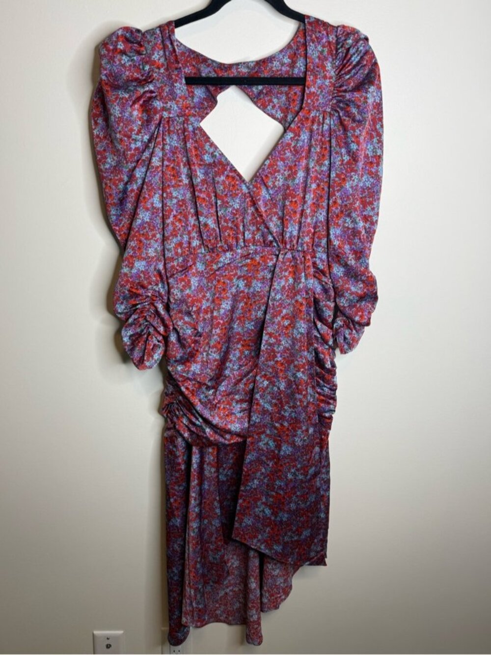 For love and lemons Charlie floral Ruched Midi Dress in blossom medium NWT